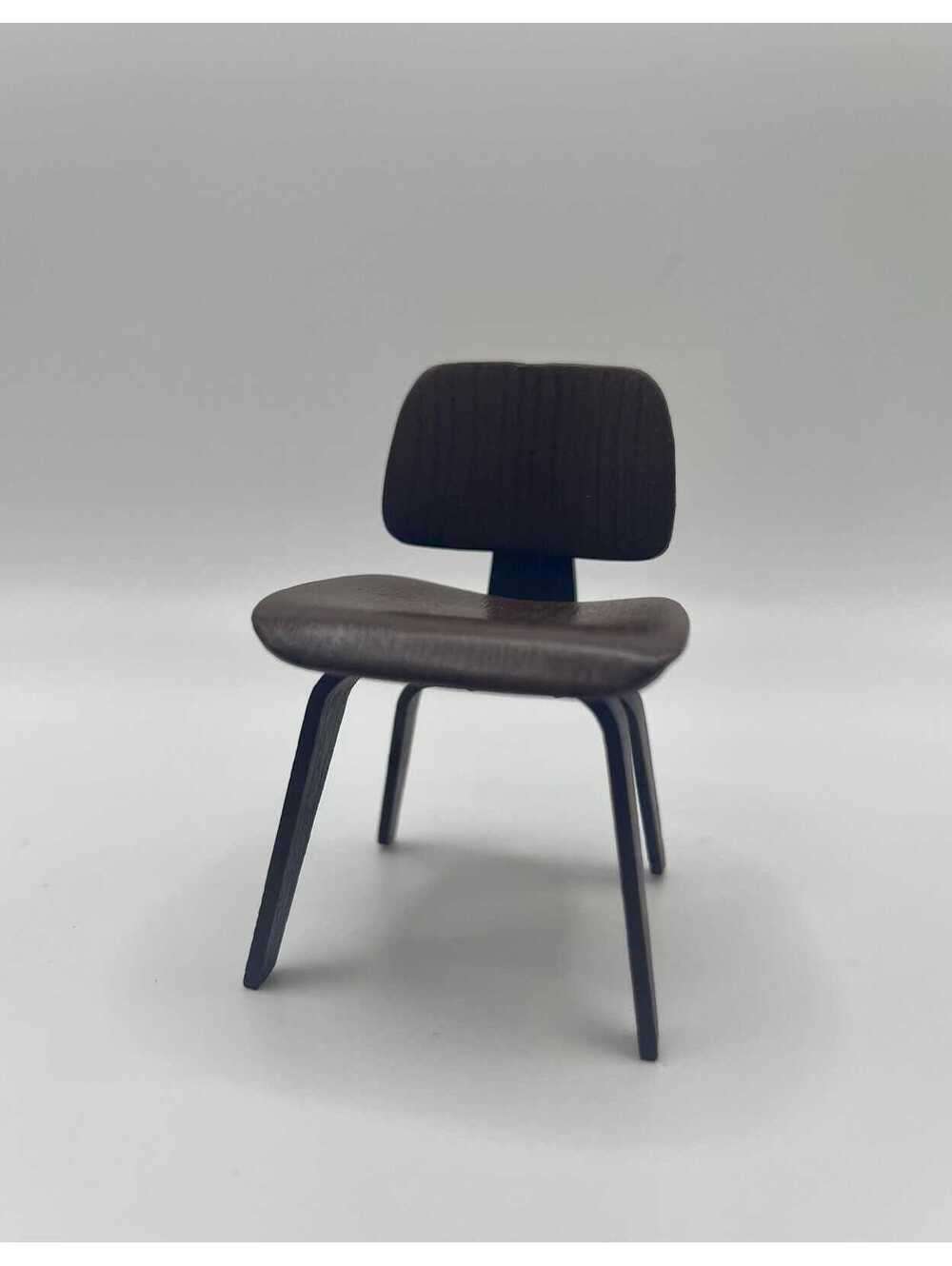 1:12 Scale Molded Plywood Lounge Chair - Brown MCM Style Dollhouse Chair Mini